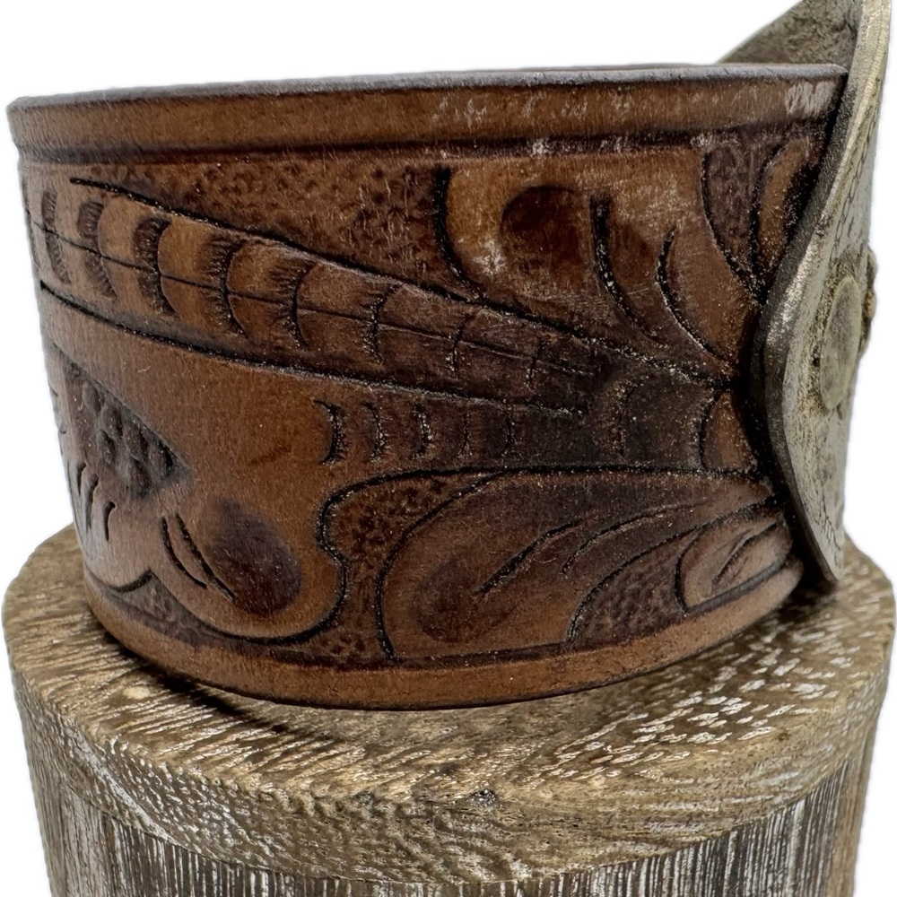 A Rare Bird Brass and Leather Cuff - Picture 5 of 7